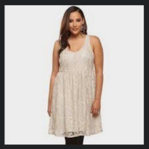 Torrid Sleeveless Dress ~ Cream/Metallic Lurex Tank Dress ~ Lace ~ Lined